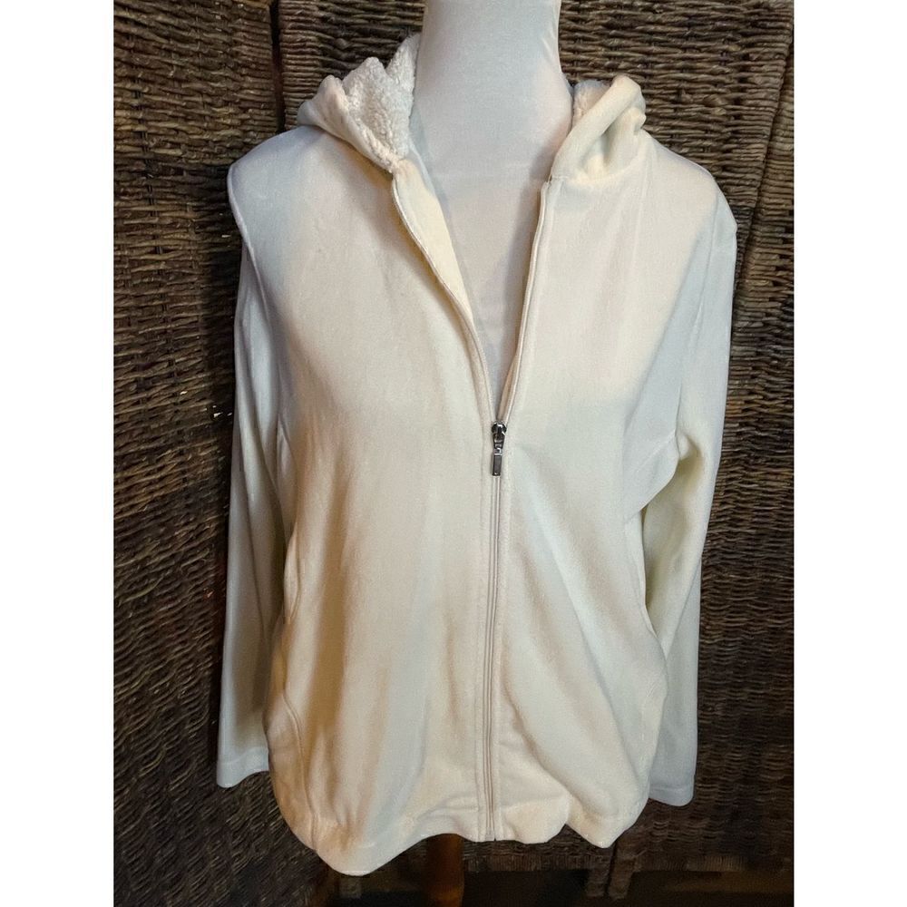 Jockey Sport Full Zip Cream Colored Hooded Jacket Size Large